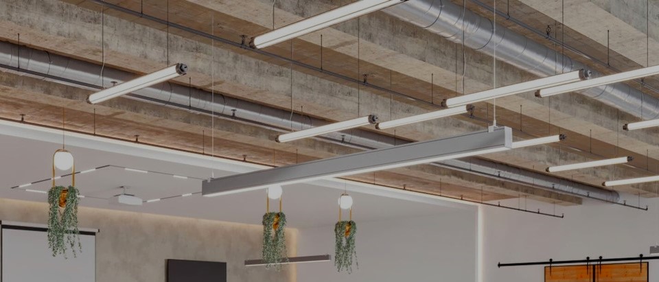 Office Hanging LED Tubes Dimmed